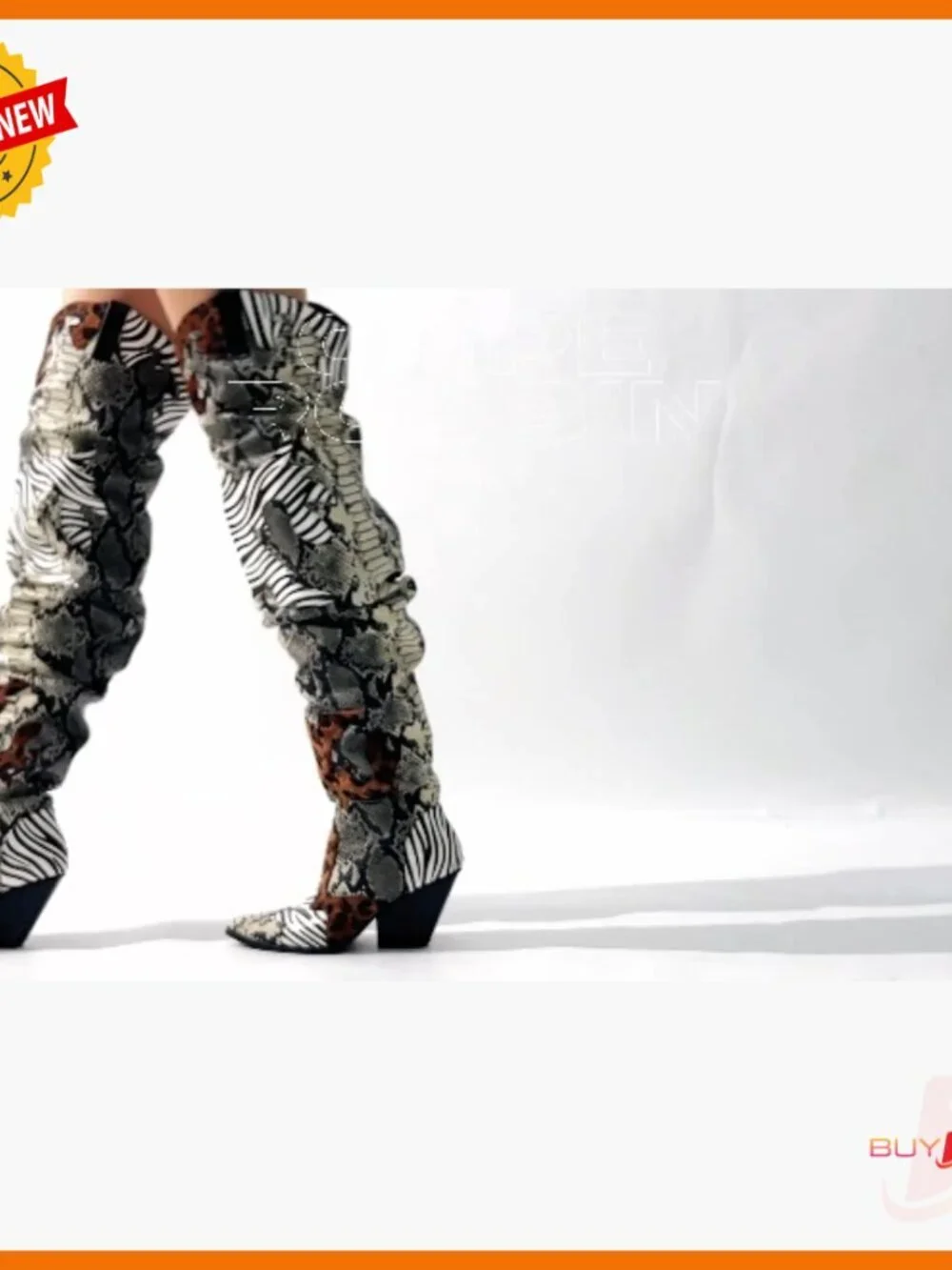Women's Thigh High Western Boots with Chunky Heel Slip Resistant